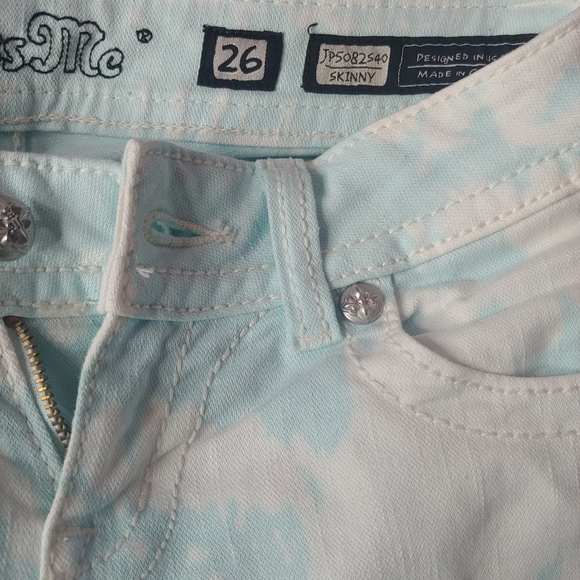 Miss Me × saucy moonchild • Bling Rhinestone Tie Dye Blue Denim Skinny Jean 26 - Picture 2 of 13